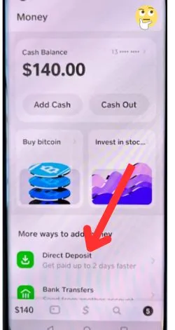 Direct deposit method to transfer money from venmo to cash app